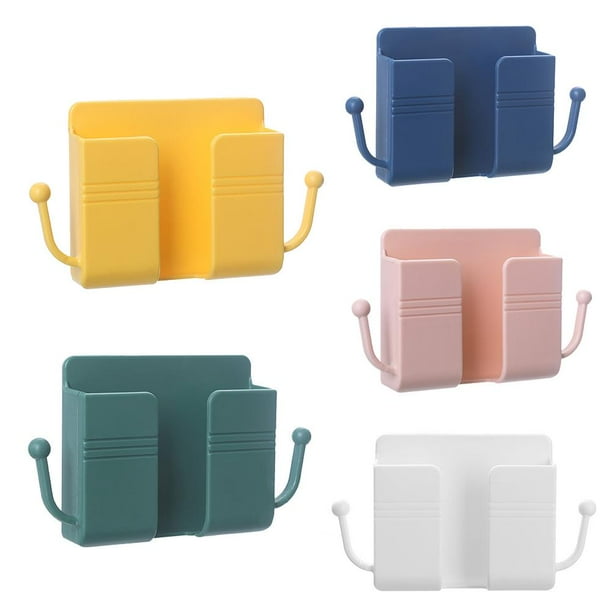 Estante organizador de enchufe de carga de teléfono móvil con control remoto adhesivo (5PCS)
