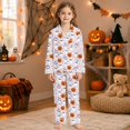 thumbnail image 2 of JIAYUE Girl Child Sleepwear Ensemble Enchanting Halloween Themed Print Pajamas For Notch Collar Long Sleeve Tops And Cozy Bottoms Two Piece Set Lightweight Home Soft Nightwear,11-12 Years, 2 of 4