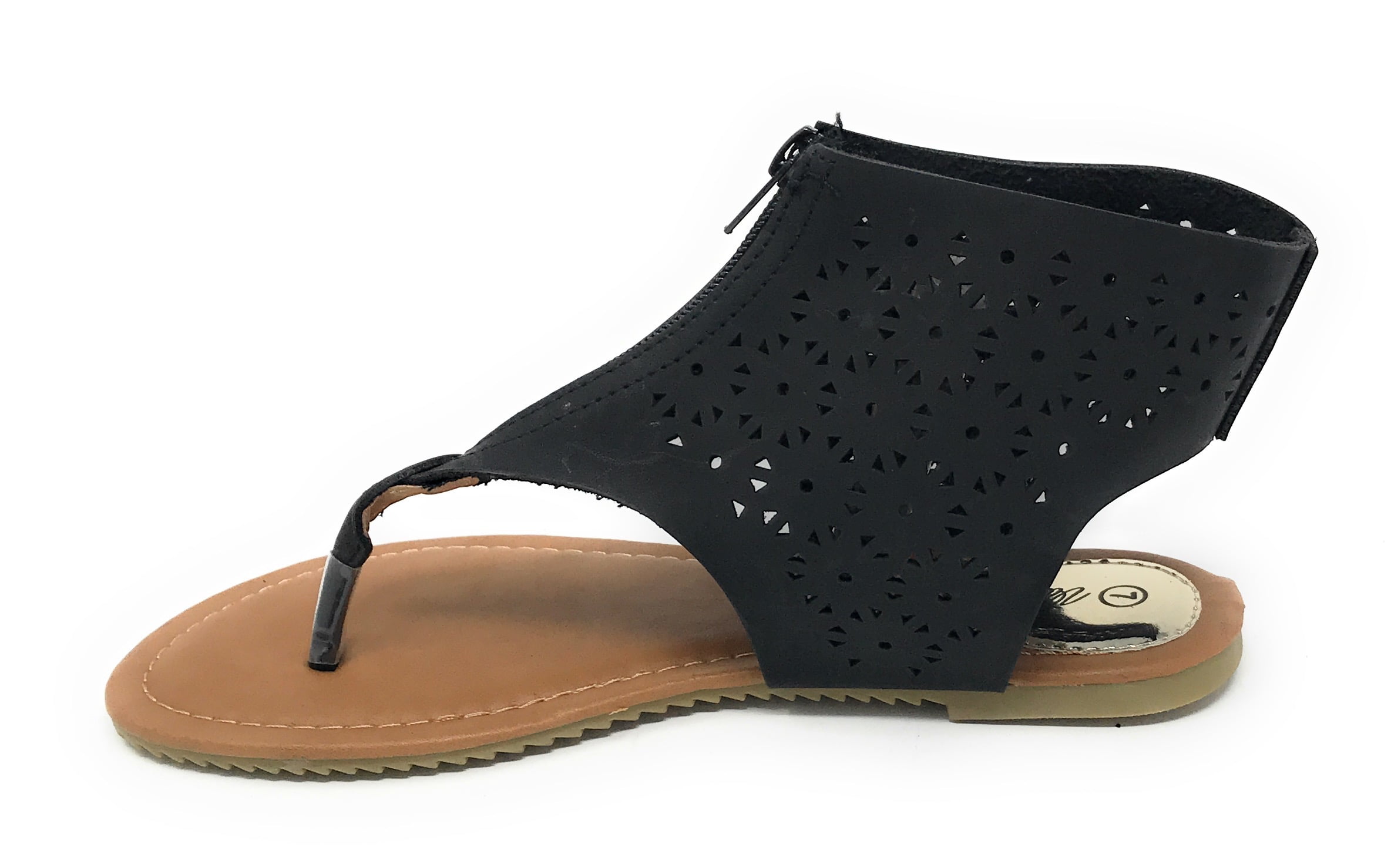 Victoria K Women's Laser Cutout Thong Front Sandals