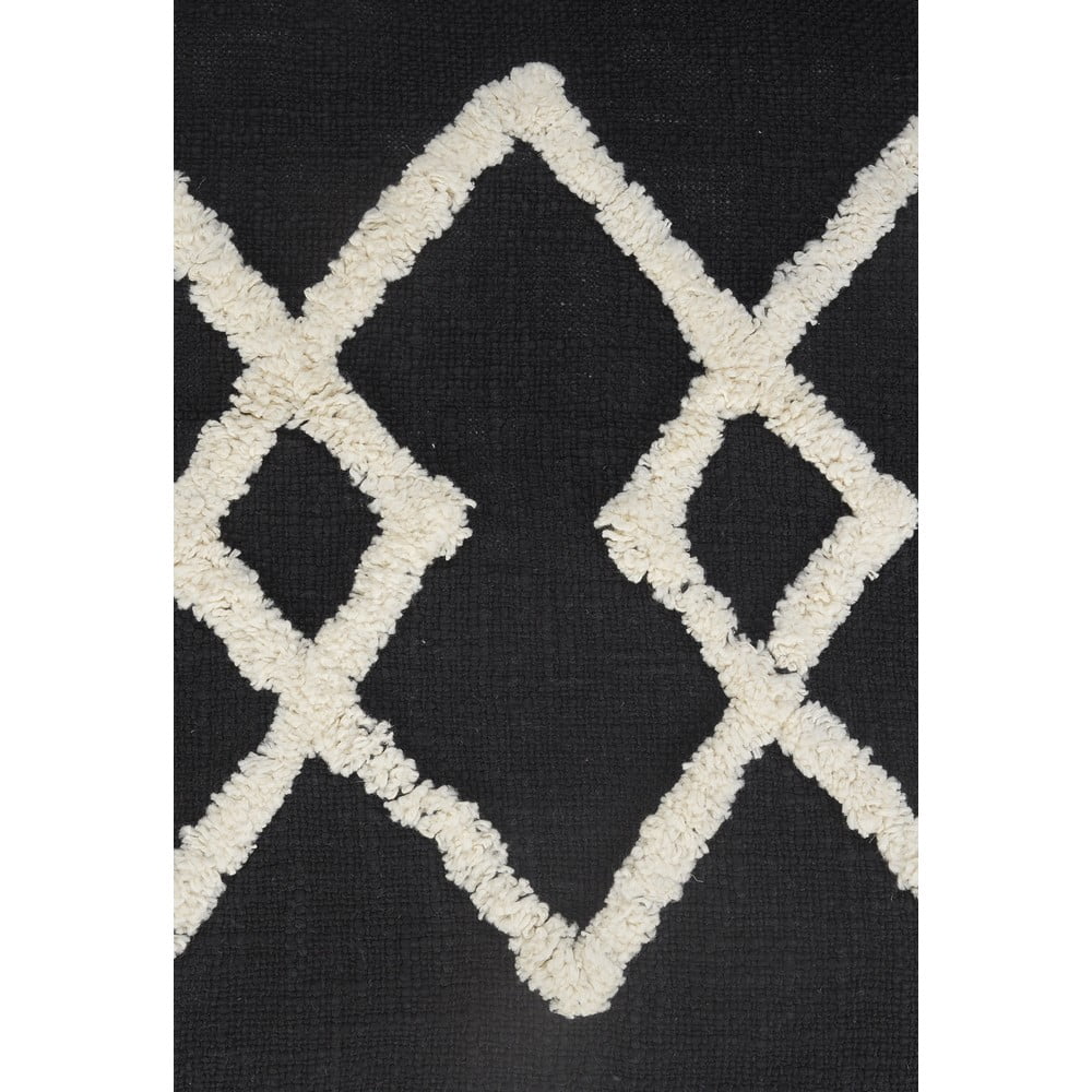 Ox Bay Overlap Diamond Geometric Tufted Cotton Throw Pillow, Black / White, 20 in.