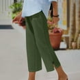 thumbnail image 5 of Stamzod Women's Clothing Summer Solid Color Elastic Waist Straight Leg Capri Pants Daily Casual Fitting Capris for Women on Clearance Army Green XXL, 5 of 7