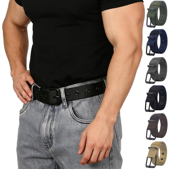 Frnrwgo Unisex Canvas Waist Belt Adjustable Metal Pin Buckle Casual Daily Outdoor Strap for Men Women