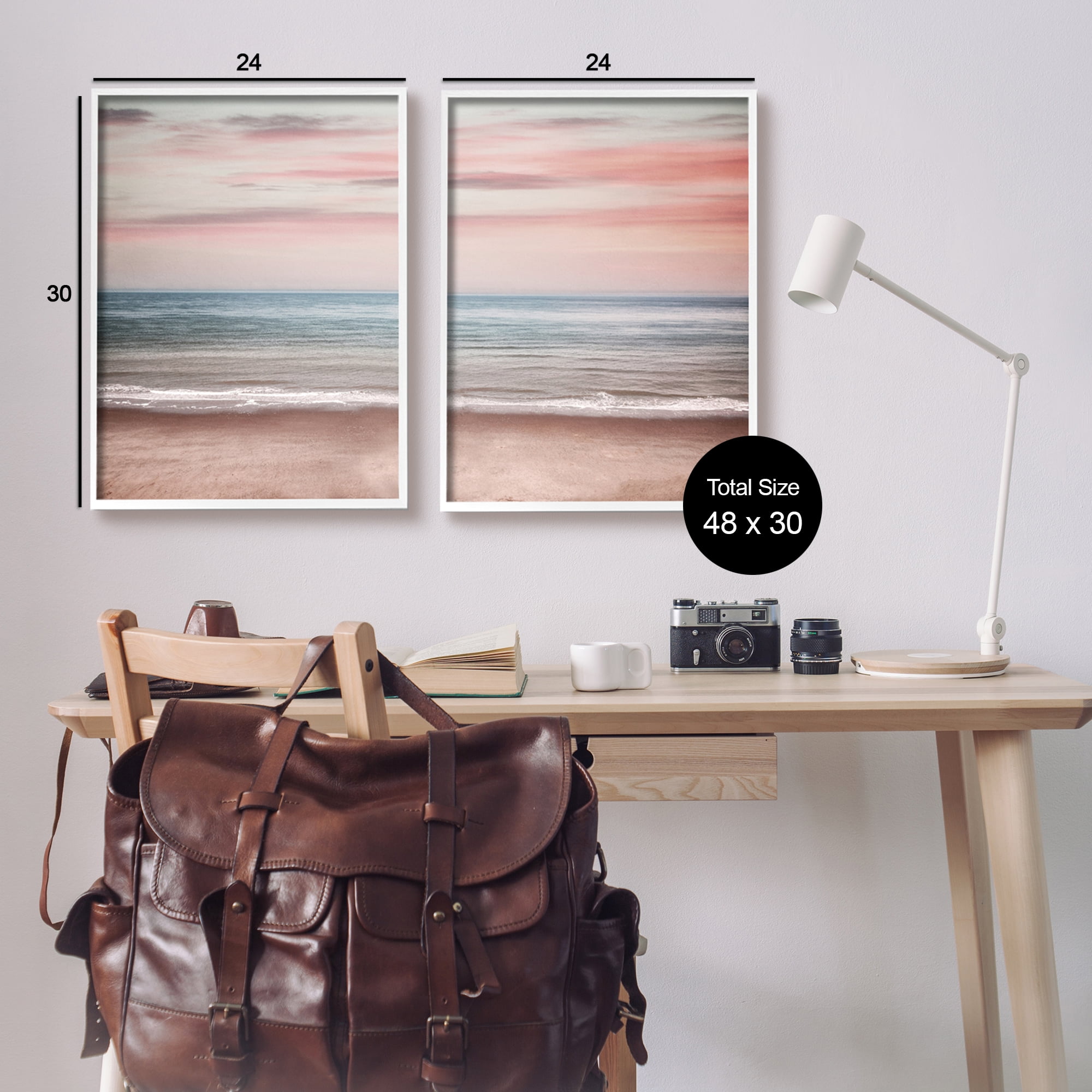 Stupell Industries Pink Coastal Sunset Landscape Photography White Framed Art Print Wall Art, 24 x 30