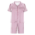 thumbnail image 3 of Men's Smooth Striped Satin Pajama Set Short Sleeve Silk Sleepwear Classic Button Down 2-Piece Pjs Set, 3 of 3
