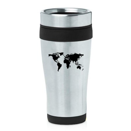 

16oz Insulated Stainless Steel Travel Mug World Map (Black)