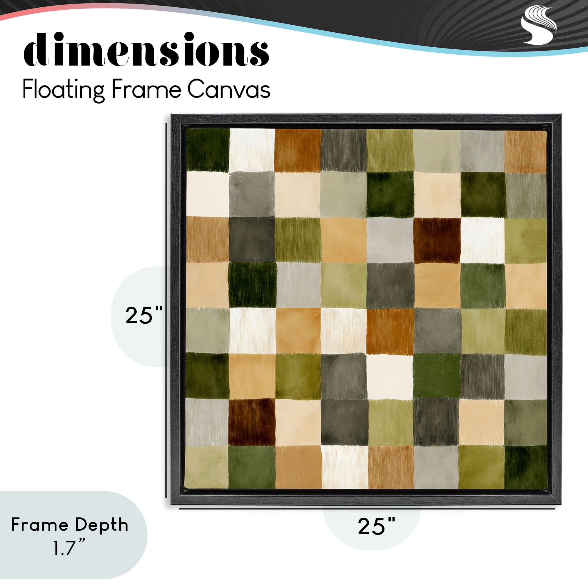 Stupell Industries Checkered Earth Tones Black Framed Floater Canvas Wall Art, design by Petal Prints Design