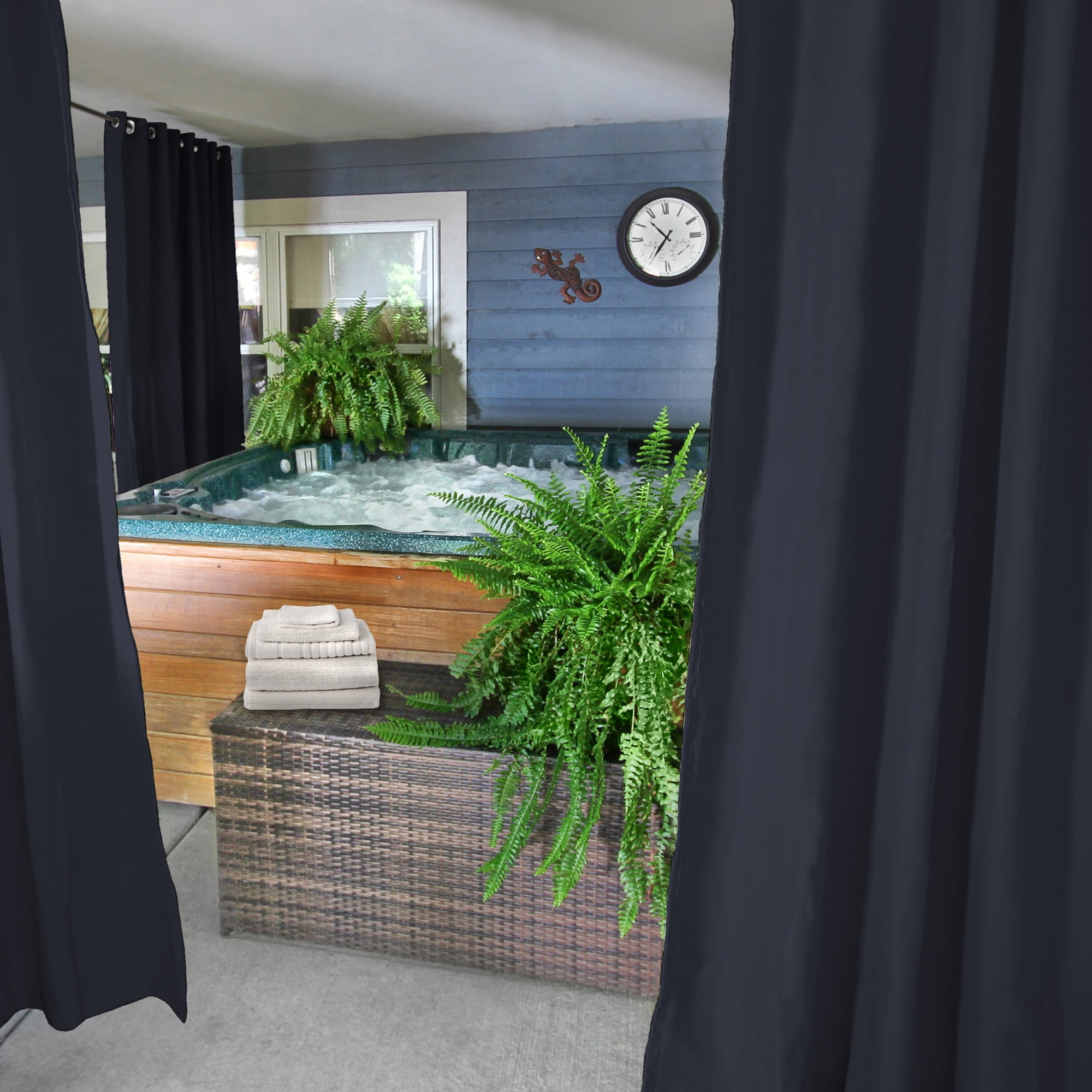 Jordan Manufacturing 54" x 84" Navy Solid Grommet Semi-sheer Outdoor Curtain Panel