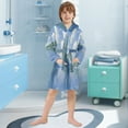 thumbnail image 5 of FORMRS Niños Bathrobe Unisex Hooded Robe Soft Plush Pajamas Sleepwear, Size 10-12T, Blue Sky and River, 5 of 7