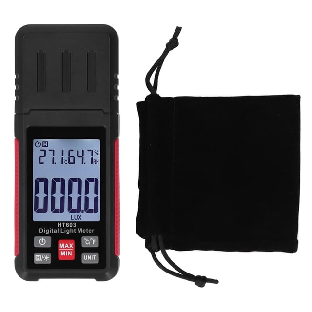 Medidor de luz Digital Monitoreo de luz Ambiental Rango de fotómetro LED hasta 200,000 Lux Medidor de luz de iluminancia de Mano con Pantalla LCD