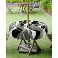 thumbnail image 4 of nqOlkjepod Sage Green Stripe Outdoor Tablecloth with Umbrella Hole & Zipper, Grey Moire Geometric Modern Abstract Round Table Cover 60 Inch, Dining Waterproof Table Cloth Protector for Patio/Party, 4 of 7