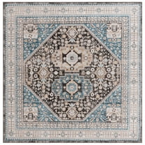 SAFAVIEH Cornelia Rose Medallion Area Rug, Blue/Charcoal, 6'7" x 6'7" Square