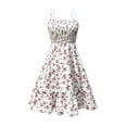 thumbnail image 2 of Floral Mini Dress Spaghetti Strap Square Neck A Line Cute Sundress Beach Summer Dresses for Women 2025 White XXL, 2 of 5