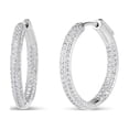 thumbnail image 2 of Sterling Silver White Cubic Zirconia 25 MM Pave Endless Hoops Earrings, 2 of 2