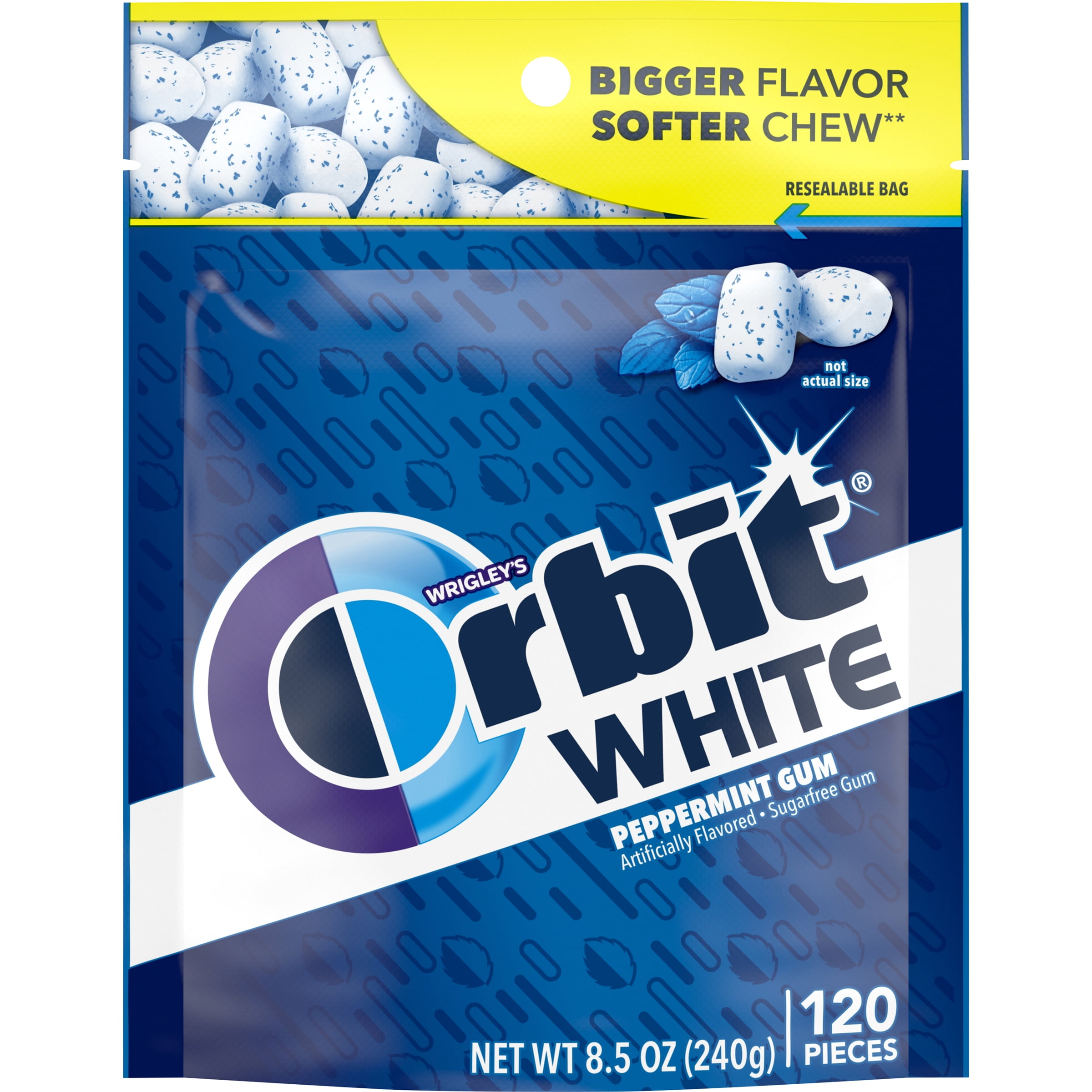 Orbit White Gum, Peppermint, Sugar Free, 120 Pieces, 8.5 oz Walmart