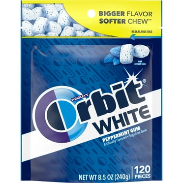 Orbit White Gum, Peppermint, Sugar Free, 120 Pieces, 8.5 oz