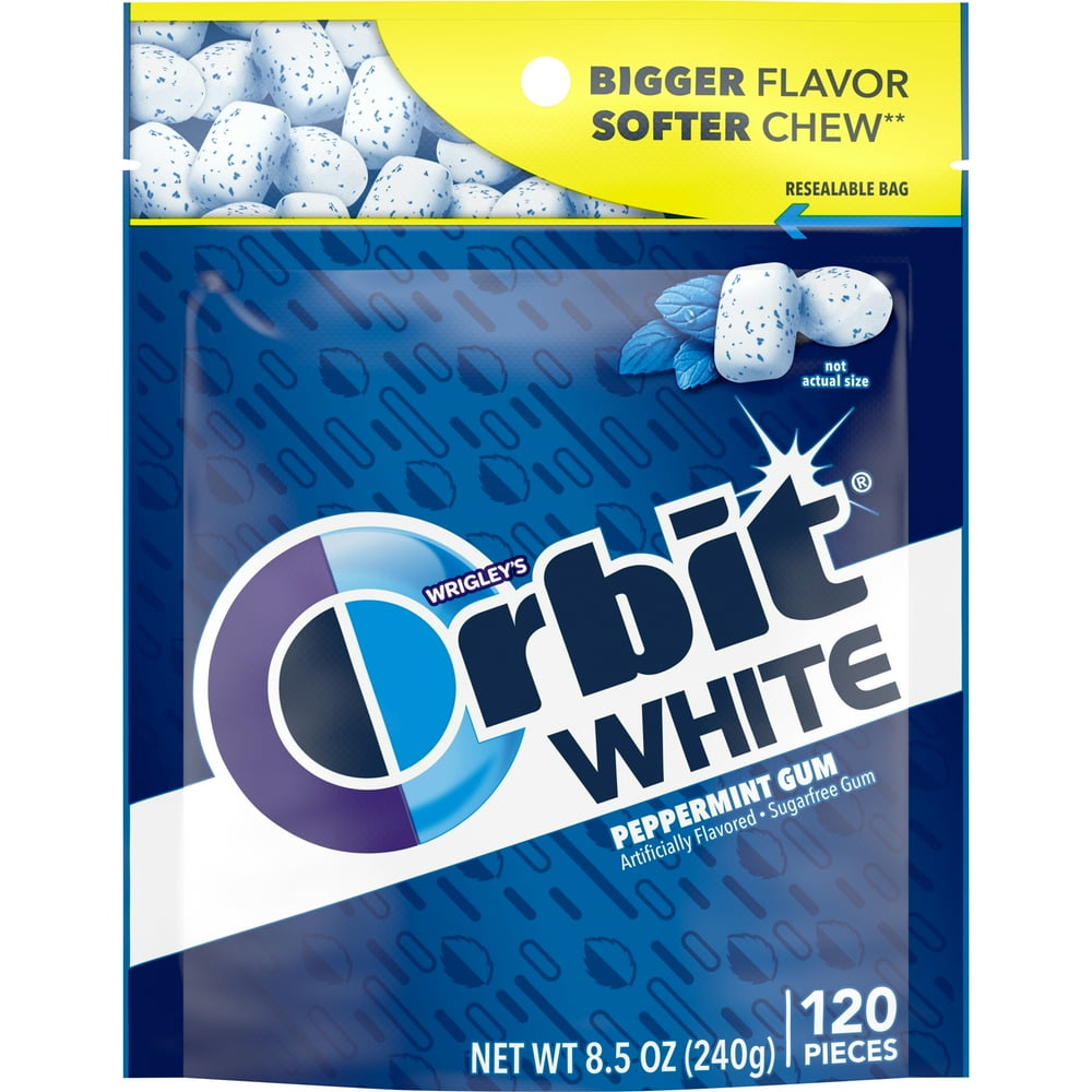 Orbit White Gum, Peppermint, Sugar Free, 120 Pieces, 8.5 oz Walmart