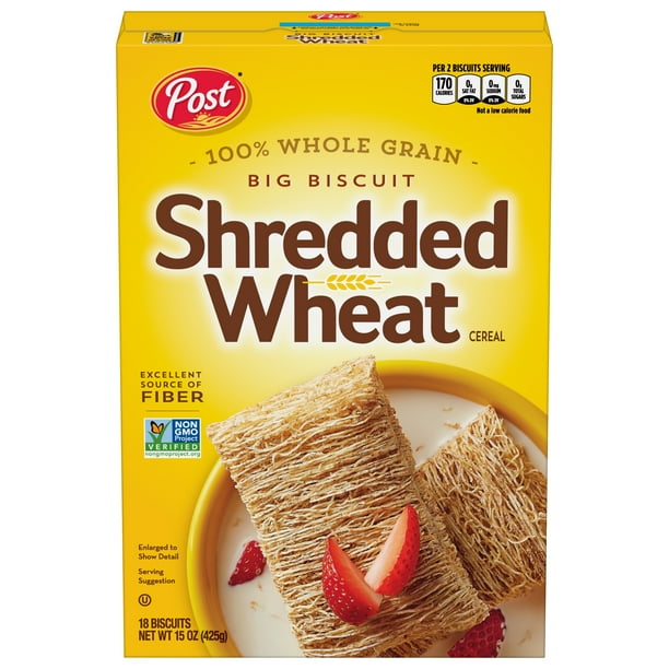 Post Big Biscuit Shredded Wheat, Whole Grain Breakfast Cereal, No Sugar ...