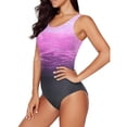 thumbnail image 2 of One Piece Swimsuits for Women Modest Bathing Suits Criss Cross Back Water Aerobics Swimwear Purple L, 2 of 4