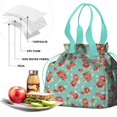 thumbnail image 4 of Pioneer Flower Drawstring Lunch Bag Women - Drawstring Lunch Bag Insulated for Work Office - Stain-Resistant Large Lunchbags for Women with Multi-Pockets, 4 of 6