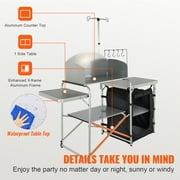 VEVOR Camping Kitchen Table Folding Portable Cook Table 1 Cupboard & Windscreen