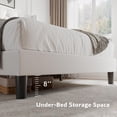 thumbnail image 4 of iPormis King Size Bed Frame with Diamond Button Tufted Wingback Headboard, Upholstered Platform Bed Frame with Strong Wood Slat Support, No Box Spring Needed,White, 4 of 8
