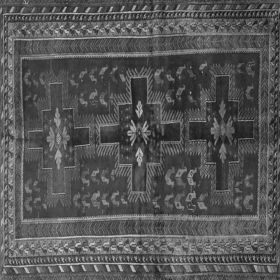Ahgly Company Indoor Square Persian Gray Traditional Area Rugs, 7' Square