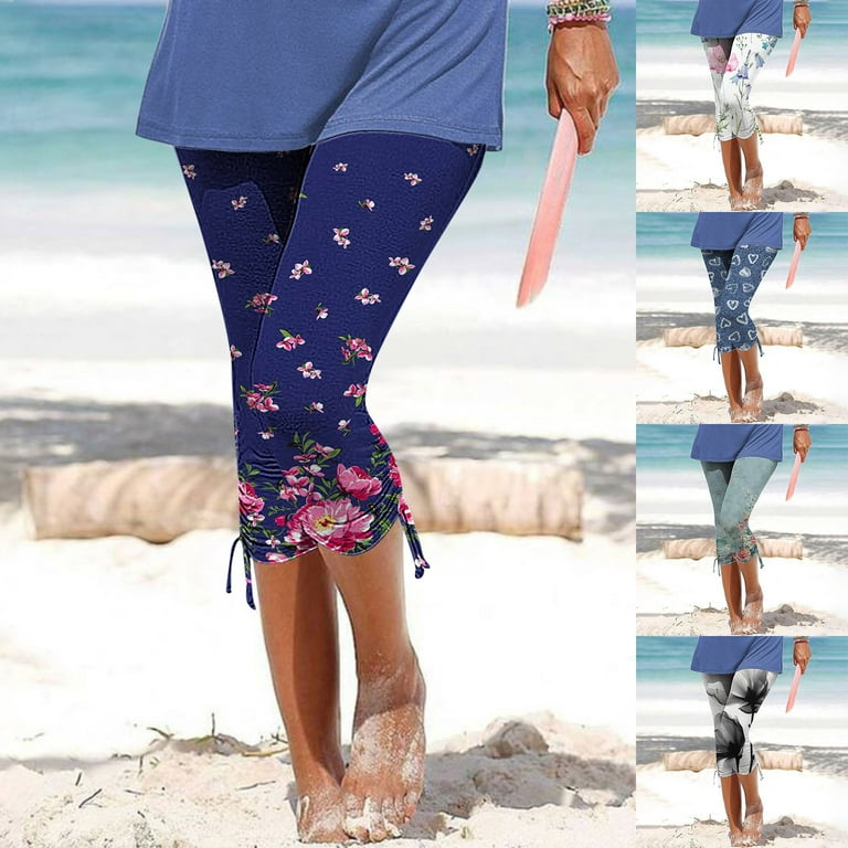 symoid Leggings capri de algodón elástico Active para mujer- Clearance  Athletic Works Printed Casual Beach Pants Slim-Leg White Cropped Pants Size  2XL 