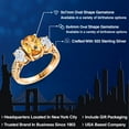 thumbnail image 2 of Gem Stone King 18K Yellow Gold Plated Silver 3-Stone Ring Checkerboard Citrine Moissanite (2.65 Cttw), 2 of 6