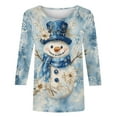 thumbnail image 6 of asdoklhq Sweaters for Women Ladies' Christmas Printed Round Neck Three Quarter Sleeve 3/4 Sleeve T-shirt Loose Top Long Sleeved Round Neck Top/shirt Multicolor M, 6 of 6