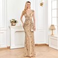 thumbnail image 3 of Women's V-Neck Cap Sleeves Sequin Mermaid Floor-Length Evening Dresses Wedding Guest Dress Bridesmaid Dress, 3 of 6