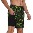 thumbnail image 2 of Balery Green Branch Olive Bañador para hombre, shorts de playa de secado rápido con entrepierna y forro de compresión-X-Large, 2 of 6