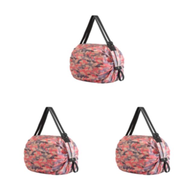 Justharion Sac de Courses de Voyage Pratique Réutilisable en Polyester camouflage Rose 3Set