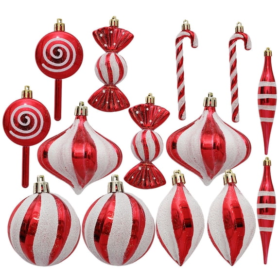 Raindrops Assorted Color Simple Ornaments, Set of 14 Holiday Decorations 4 x 1. Christmas Tree and