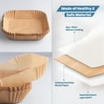 thumbnail image 3 of disposable air fryer liners 8 inches - 100 pcs square shaped, oil & water resistant parchment paper liners, suitable for air fryer, microwave, non-stick basket and pans (fit for 5-8 qt), 3 of 6