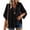 Black, variant on hoksml Women Raglan Gathered Notch V Neck Dolman Half Sleeve Blouse Cotton Linen Crinkle Loose Curved Hem Casual Top for Daily Vacation