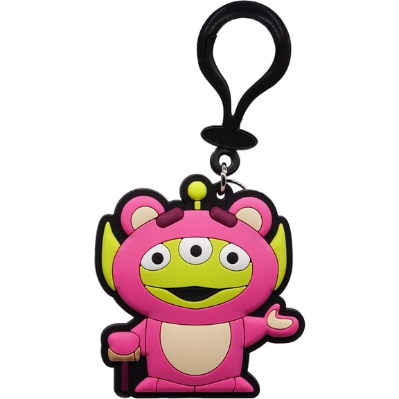 Disney Toy Story Alien Remix Lotso Bear Soft Touch ID Tag Bag Clip - Alien Remix Lotso Bear Keychains for Boys and Girls, Keychain Accessories for Purse, Cartoon Key Ring for Disney Fans - 4 Inches