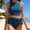 #091-Blue, variant on Haivin Women's Modest Two-Piece Swimsuit Set, Solid Color with Bow Tie Straps for Beach and Swimming