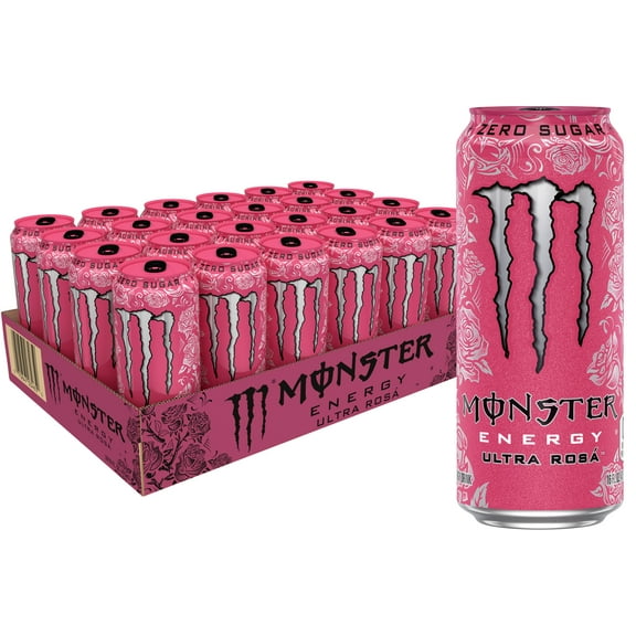 (24 Cans) Monster Ultra Rosa, Sugar Free Energy Drink, 16 fl oz