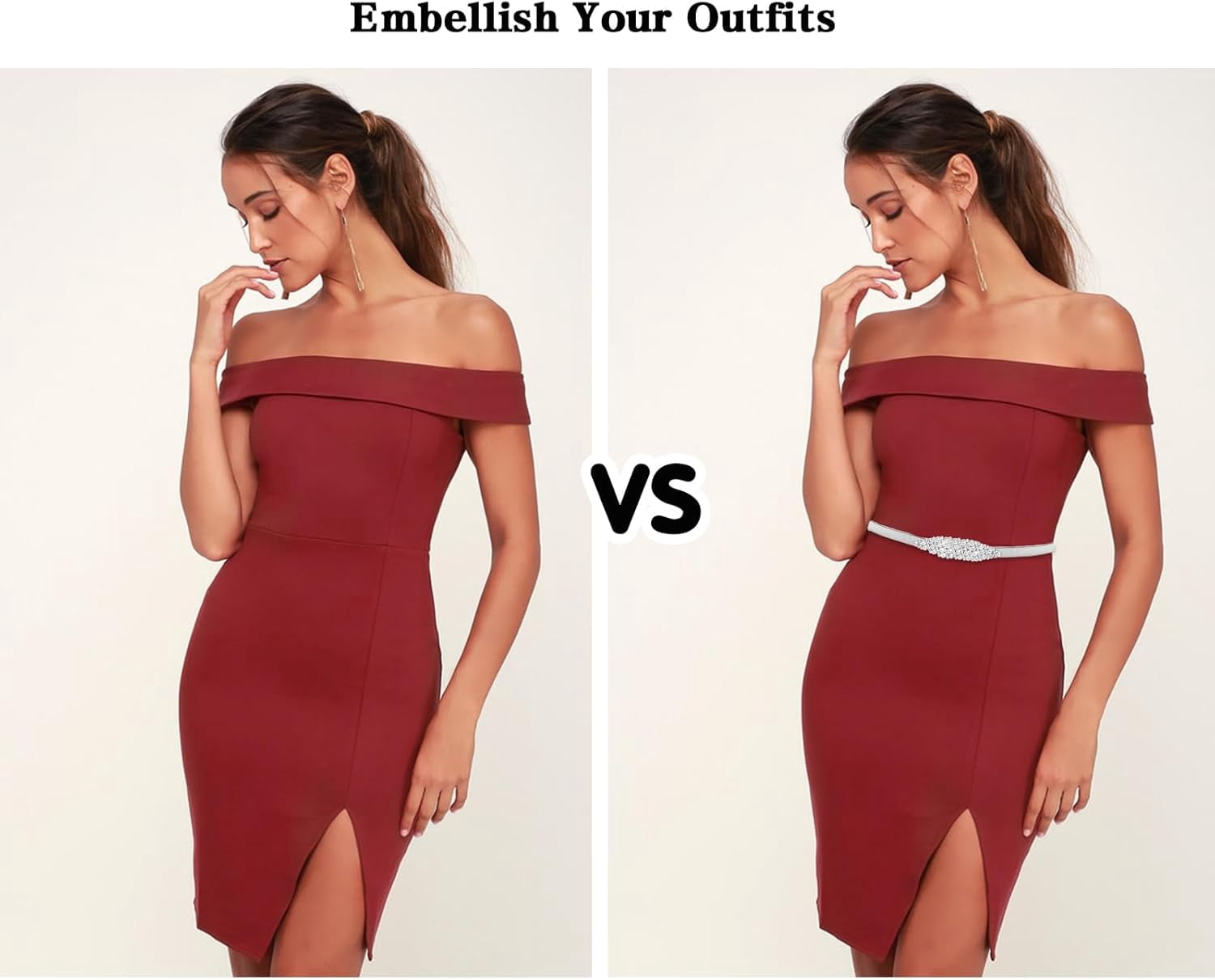 Skinny Elastic Metal Belt Women Thin Multilayer Waistband Dress Accessory SWSMCLT Women main image 2