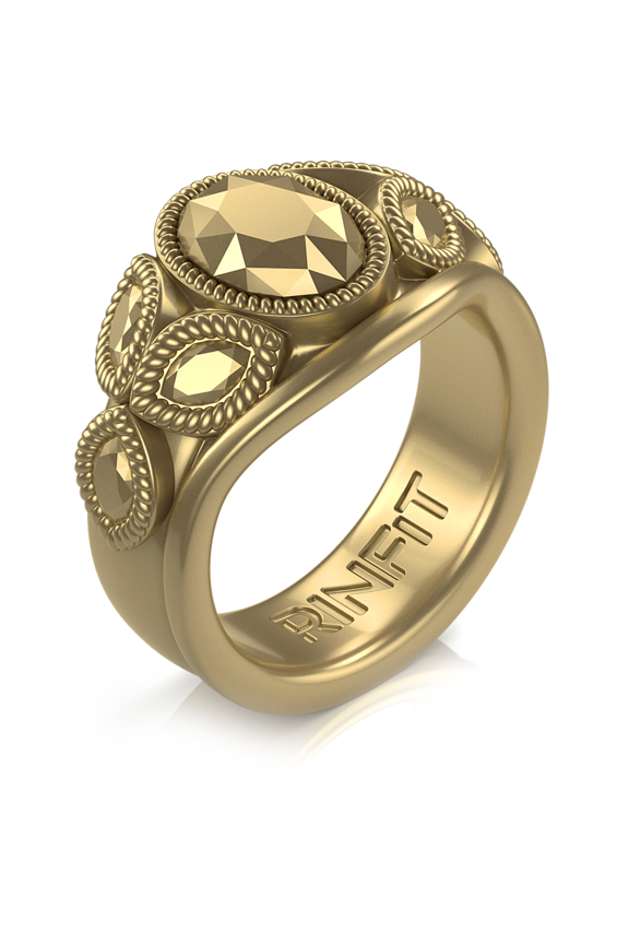 Silicone Wedding Rings for Women by Rinfit - Oval Diamond - Metallic Gold - Designed Silicon Rubber Wedding Bands. Comfortable & Durable Wedding Band Replacement