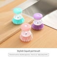 thumbnail image 6 of SHEIGUANNI Auto Liquid Dish Brush - Press-Type Cleaning Scrubber with Ergonomic Handle, Non-Scratch Bristles for Pots/Pans, Multi-Surface Kitchen Brush (3.15x1.97Inch，Purple), 6 of 6