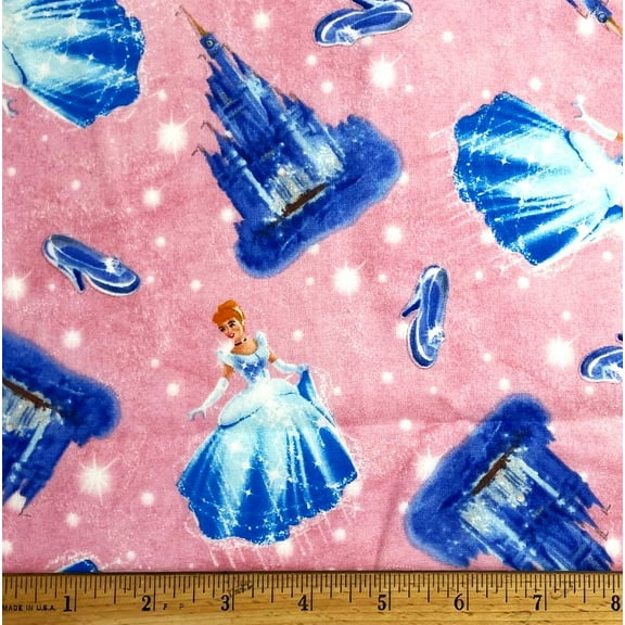 1/2 Yard - Disney Cinderella Princess Thomas Kinkade on Pink Cotton Fabric (Great for Quilting, Sewing, Craft Projects, Throw Pillows & More) 1/2 Yard X 44" Wide