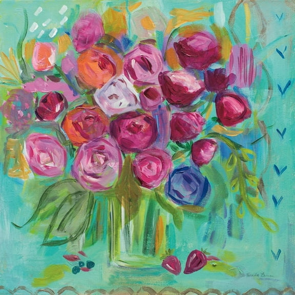Art.com Pink Peonies Art Print by Farida Zaman, 16" x 16"