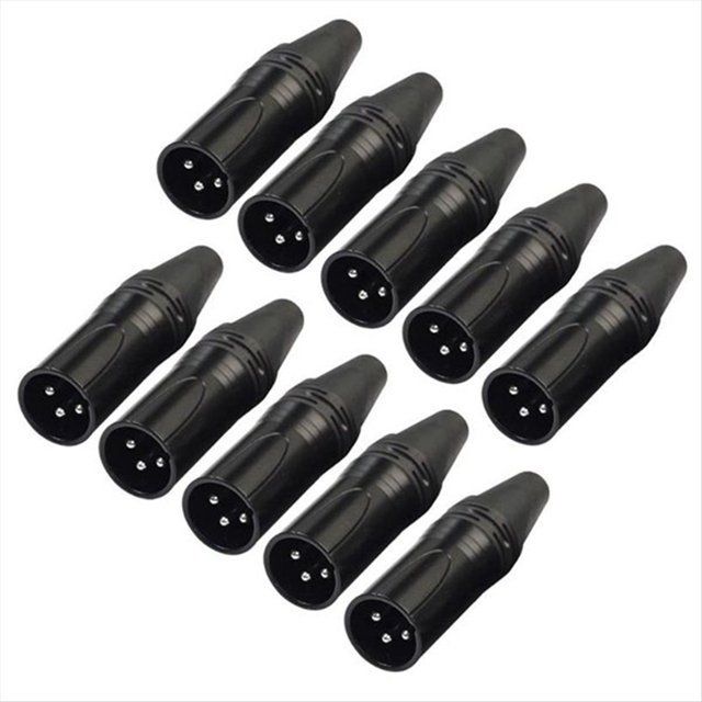 10 Piezas DIY 3 Pines XLR Adaptador Enchufe XLR Conector de Aviación Cabezal de Soldadura Conector de Cable de Micrófono (Macho)