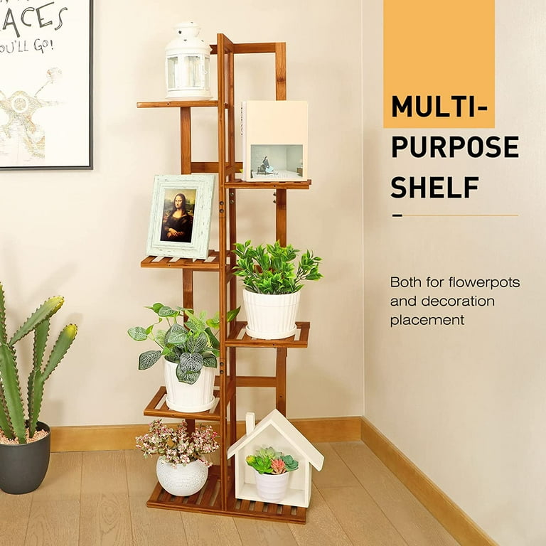 Rossny Bamboo Plant Stand, Plant Stands for Indoor Tall Plant Rack 6 Tier Plant Stand Outdoor Plant Stand Shelf Indoor Corner Pl, Bamboo