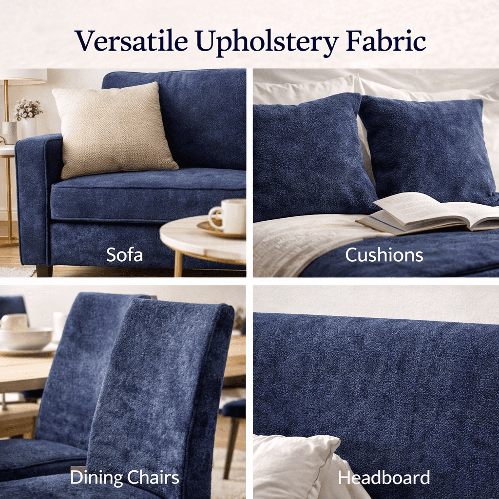 Liz Jordan-Hill Chenille Upholstery Fabric by the Yard, Navy Blue Spirit Nightfall, Polyester Blend with Aquaclean Technology, Furniture & Sewing, 3 Yards