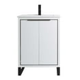 thumbnail image 2 of Fine Fixtures Opulence Collection 24 in. W x 18 in. D x 33 in. H Bathroom Vanity in White Matte with White Ceramic Sink - Black hardware, 2 of 9