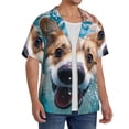 thumbnail image 2 of Yiaed Sea Swimming Corgi Print Mens Casual Wrinkle Free Shirts Short Sleeve Button Down Summer Stretch Dress Shirt-X-Large, 2 of 5