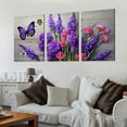 thumbnail image 2 of FUMJ Purple Flowers Picture Canvas Prints Wall Art Room Wall Decor Floral on The Wooden Frame Background Painting for Bathroom Bedroom Home Wall Decoration Modern Artwork 12''x16''X3 Panels, 2 of 4