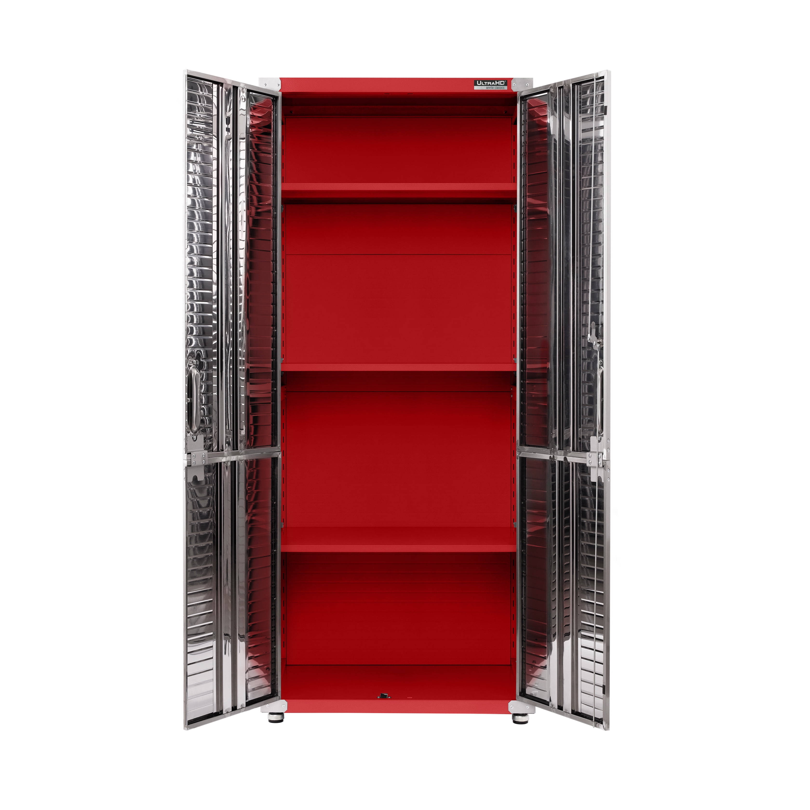 Seville Classics UltraHD® Steel Body Lockable Storage Cabinet Organizer Locker Shelving Unit, Red, 30" W x 18" D x 72" H